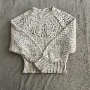 Cream Cable Knit Crew Neck Sweater